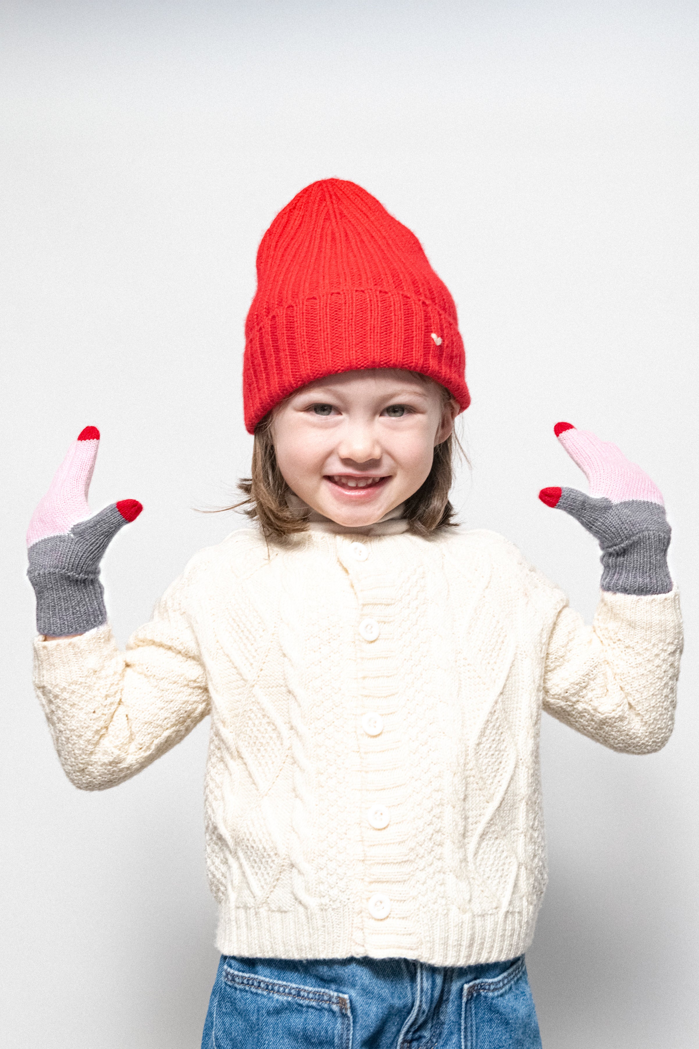 Kids Glove in Cashmere/Wool - Pink