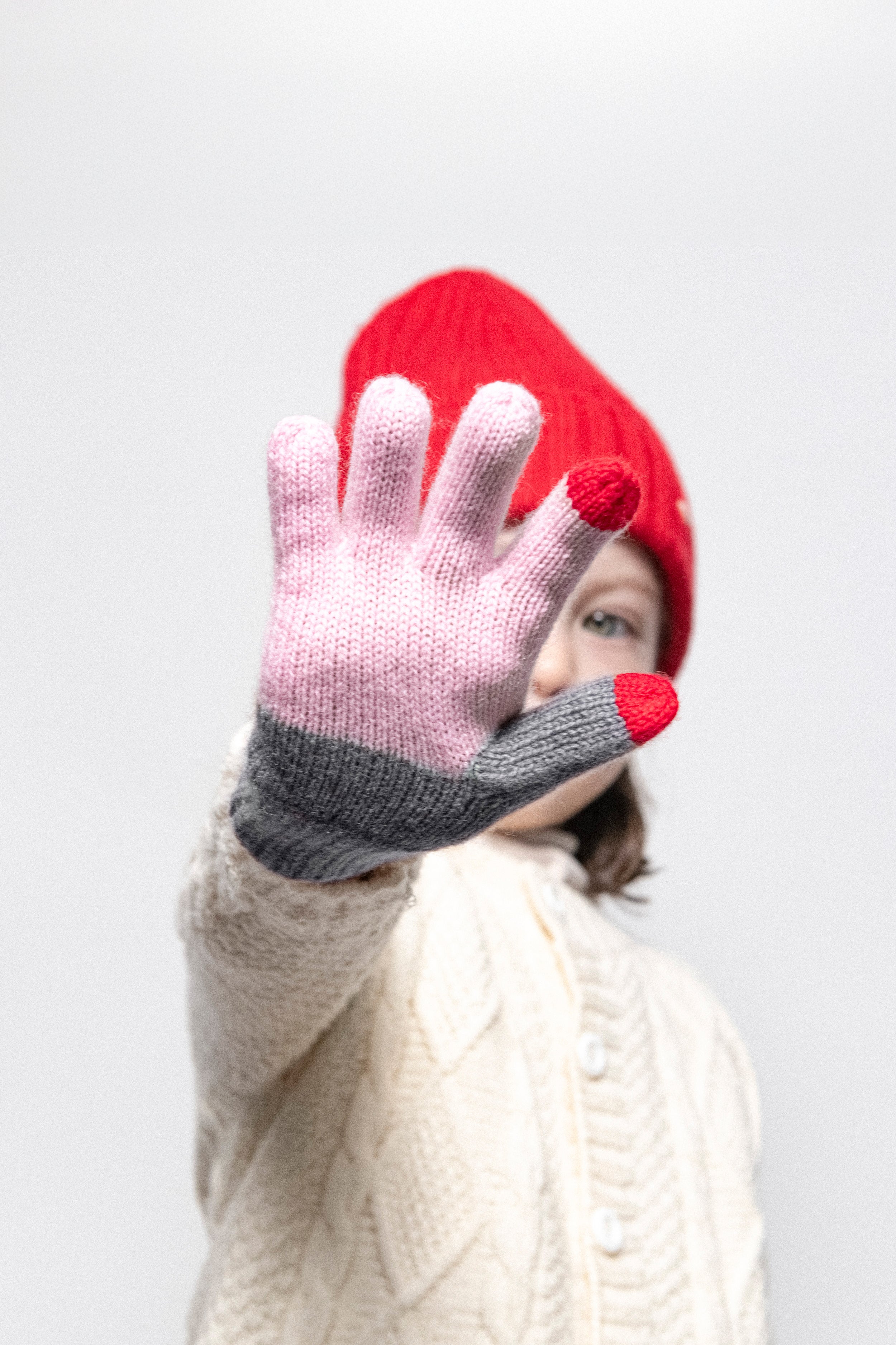 Kids Glove in Cashmere/Wool - Pink
