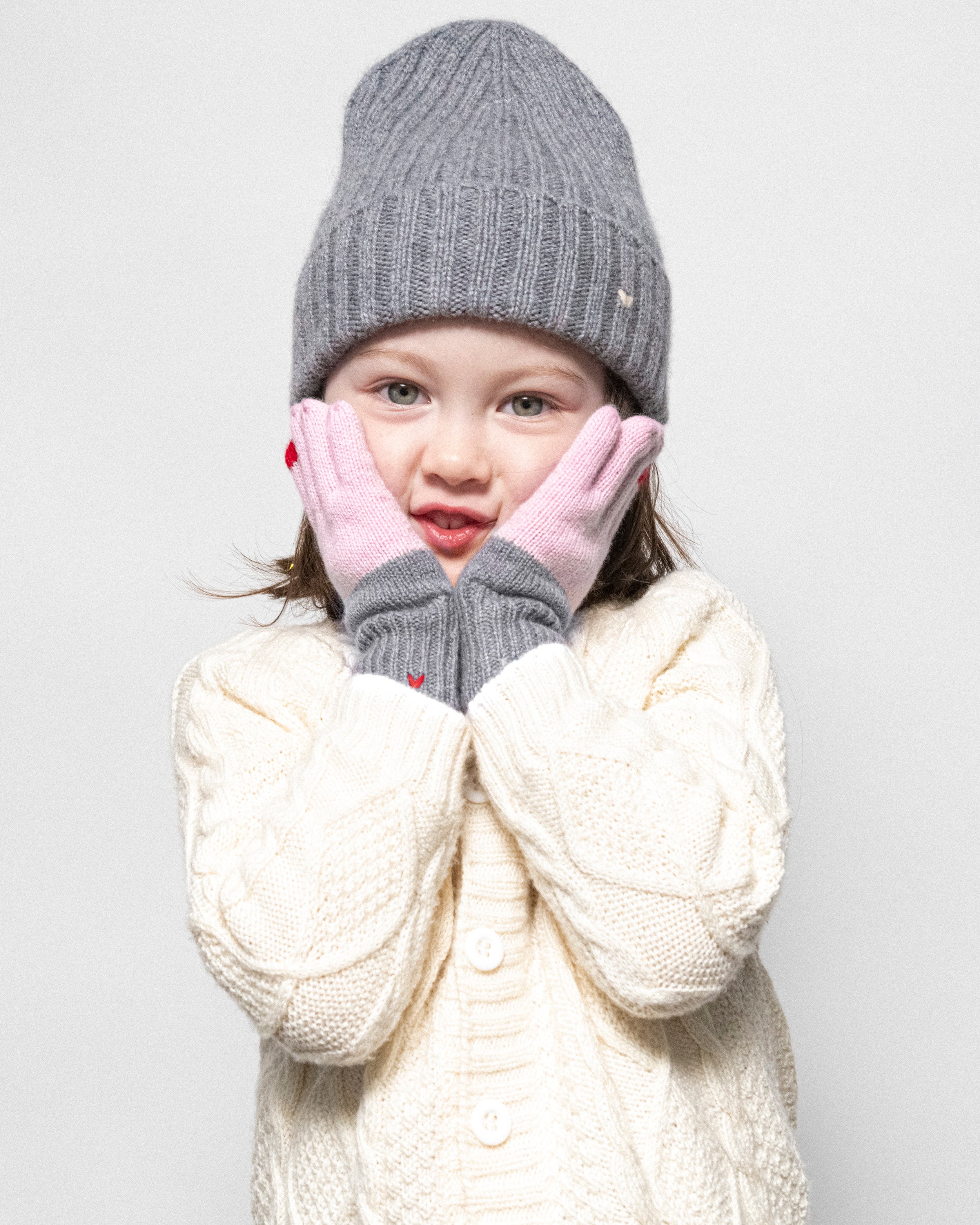 Kids Glove in Cashmere/Wool - Pink