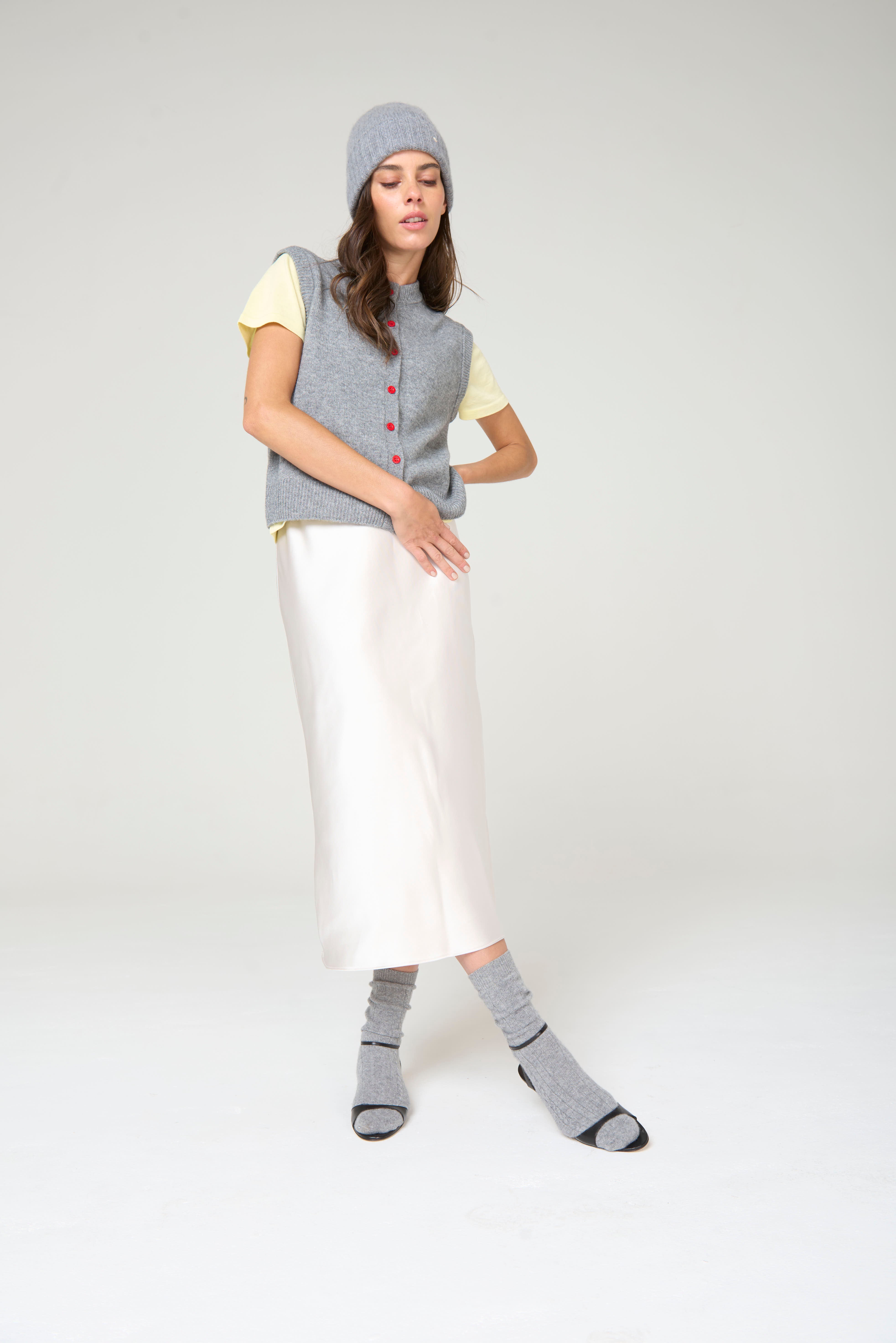The Button Vest- Grey
