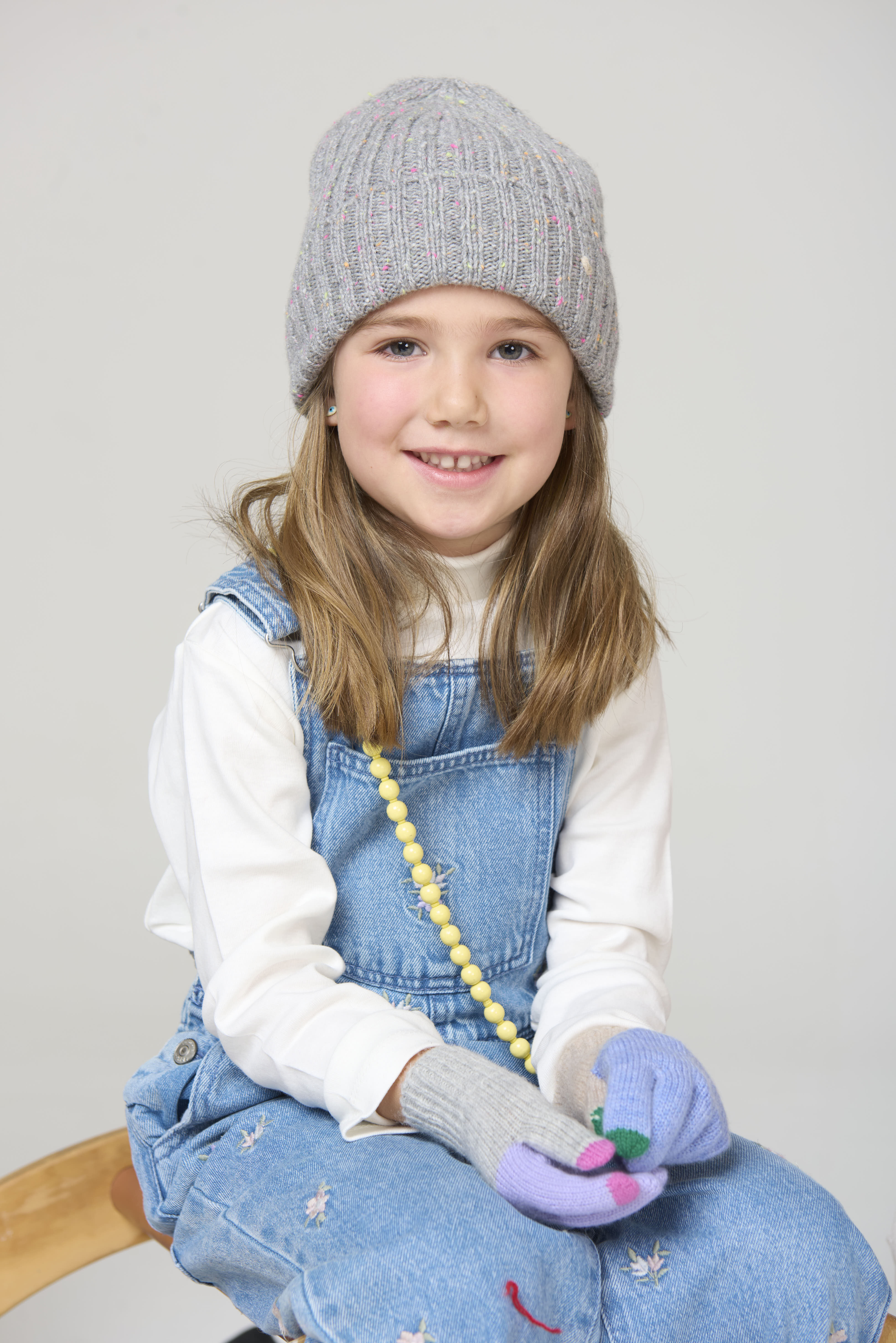 The Kids Rib Beanie – Grey Confetti