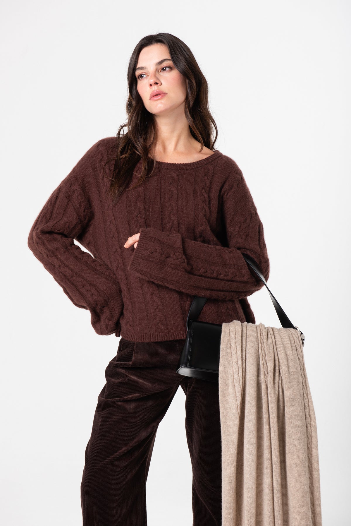 Marsha Cable in Cashmere - Chocolate