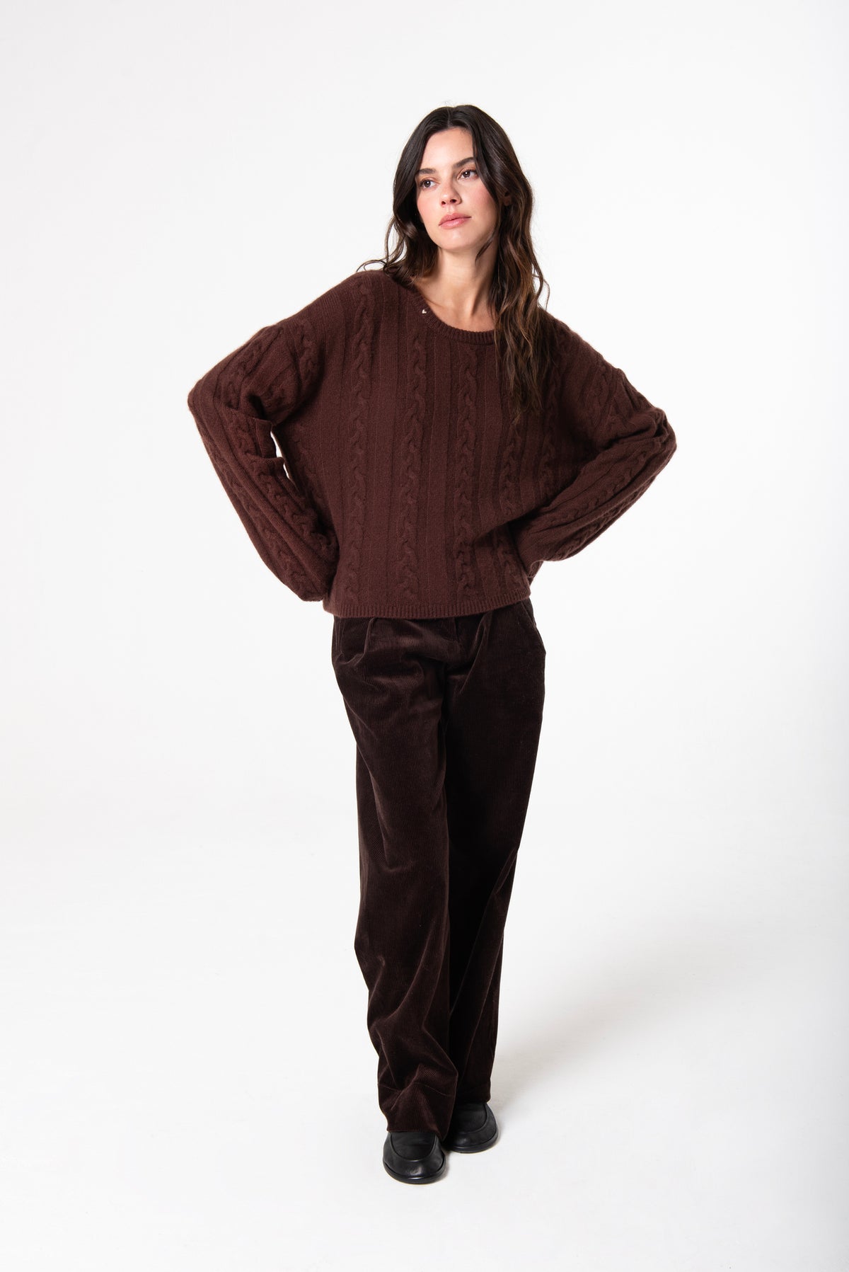 Marsha Cable in Cashmere - Chocolate