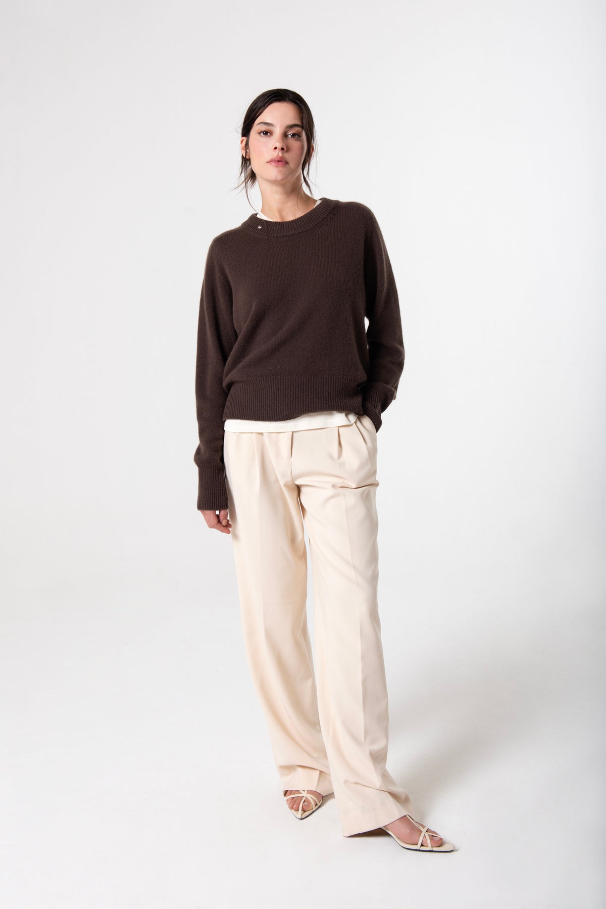 Chloe Crew in Cashmere - Espresso