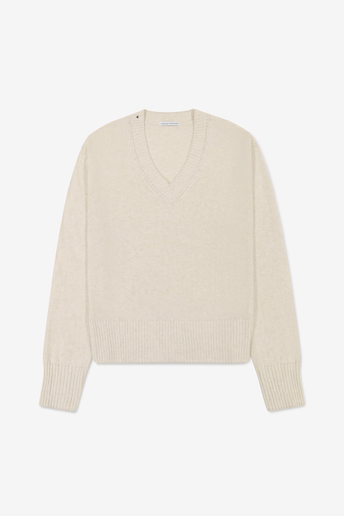 Allie V-Neck in Cashmere - Oatmeal