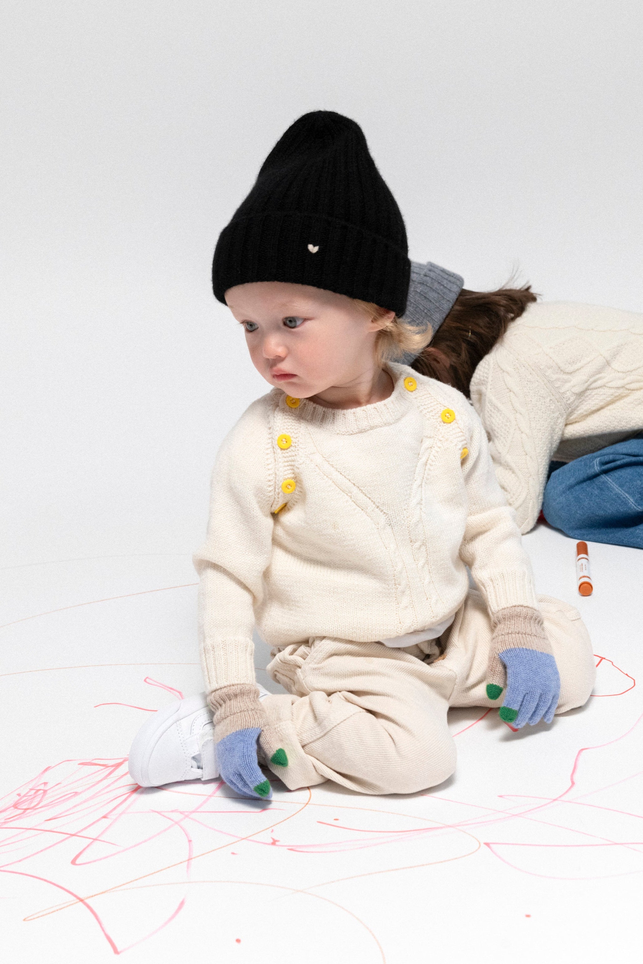 Kids Glove in Cashmere/Wool - Blue