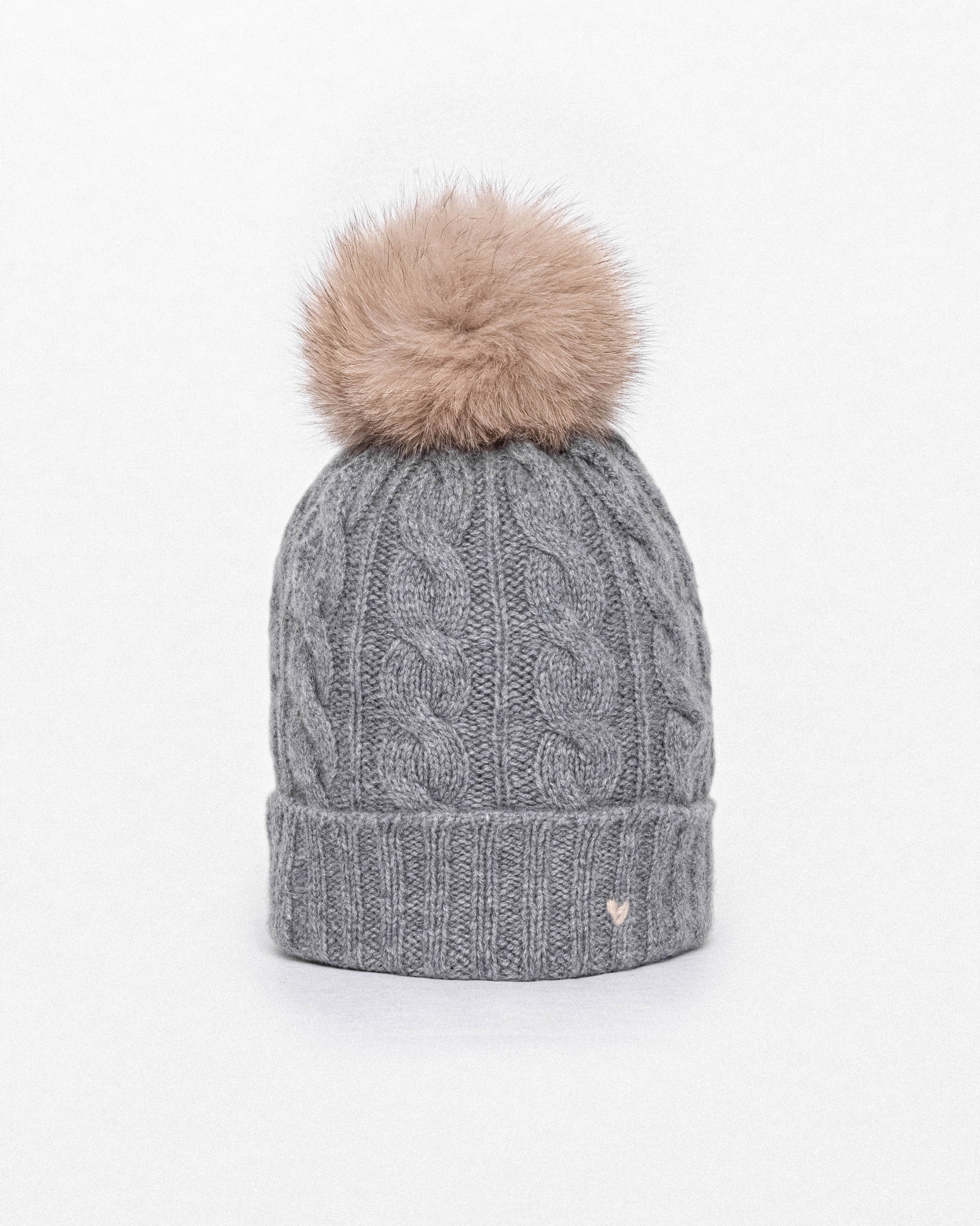 The Mizzou Store - Grey Marled Cable Knit Mizzou Beanie Pom