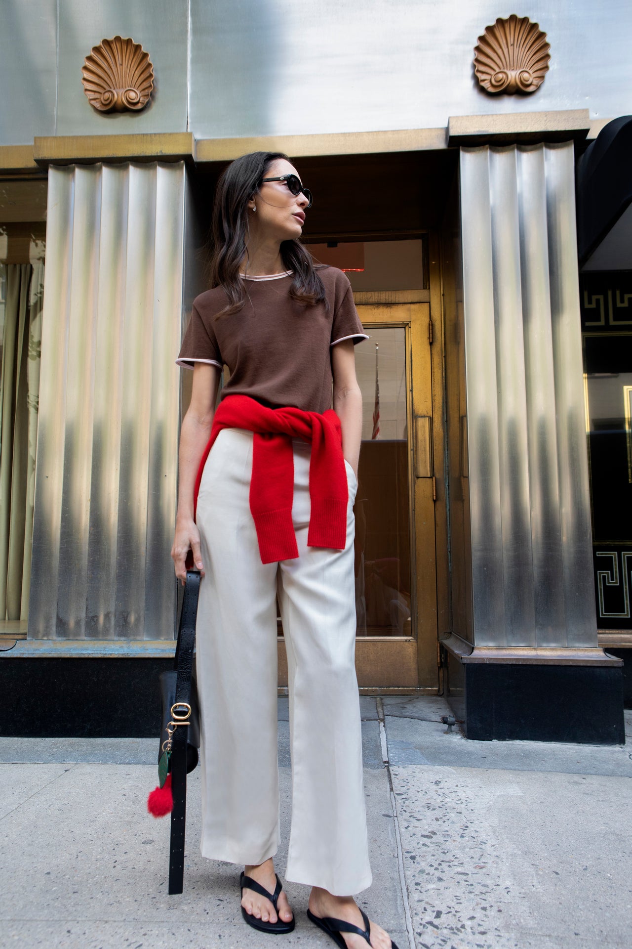 Silk Roll-Edge Tee - Chocolate