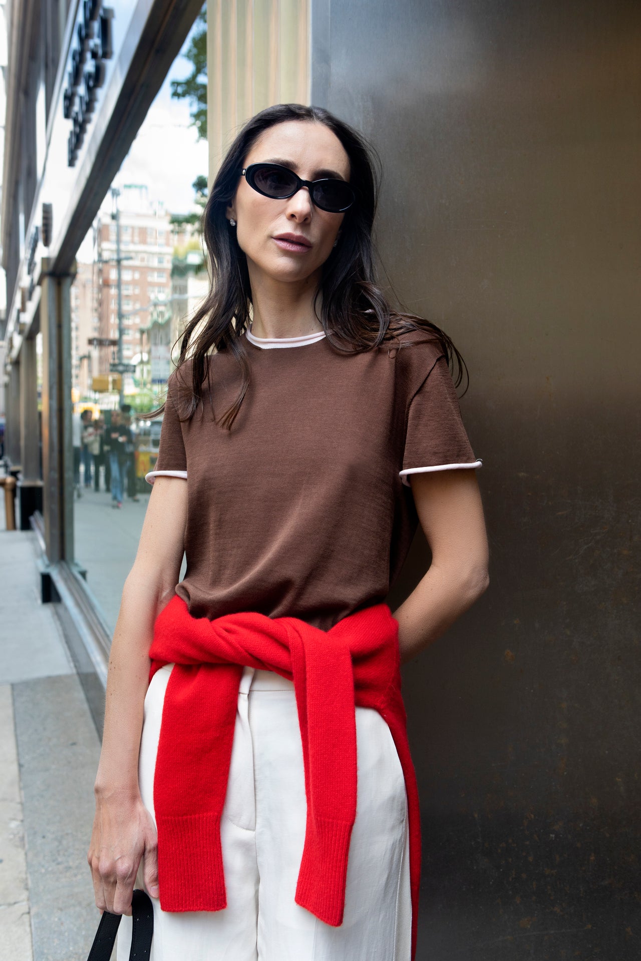 Silk Roll-Edge Tee - Chocolate