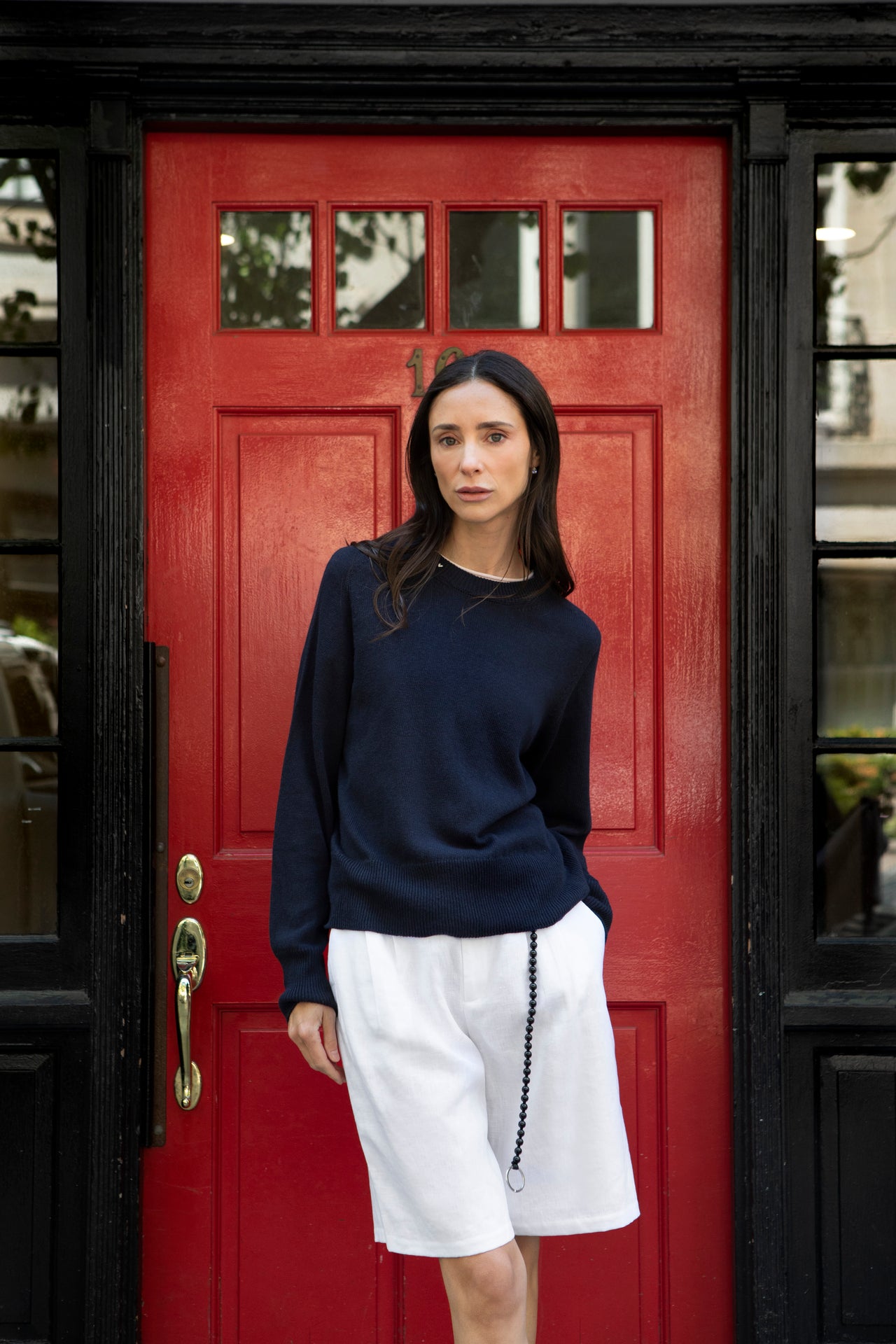 Chloe Crew in Linen - Navy
