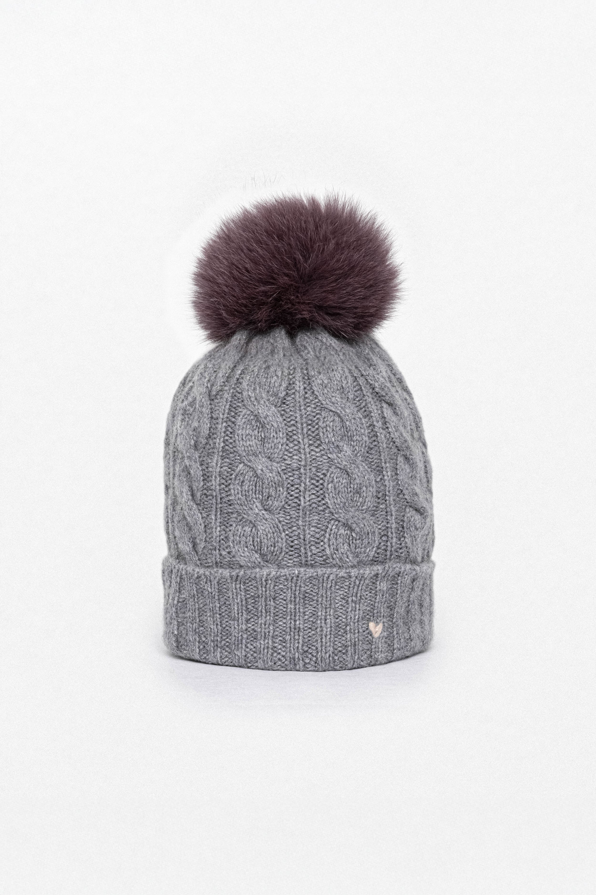The Kids Cable Beanie – Grey Melange / Purple