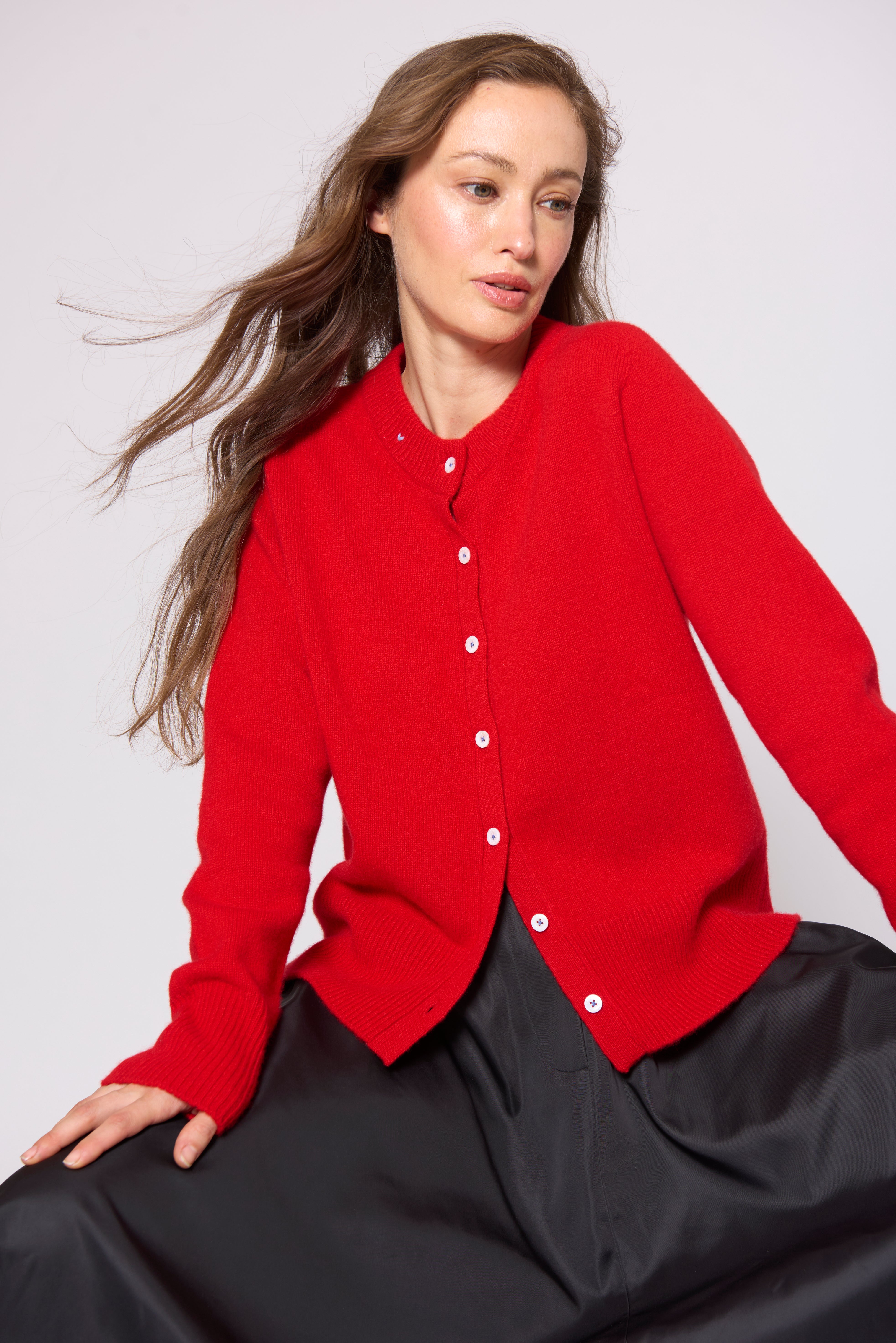 (Pre-Order) The Button Cardigan - Rouge
