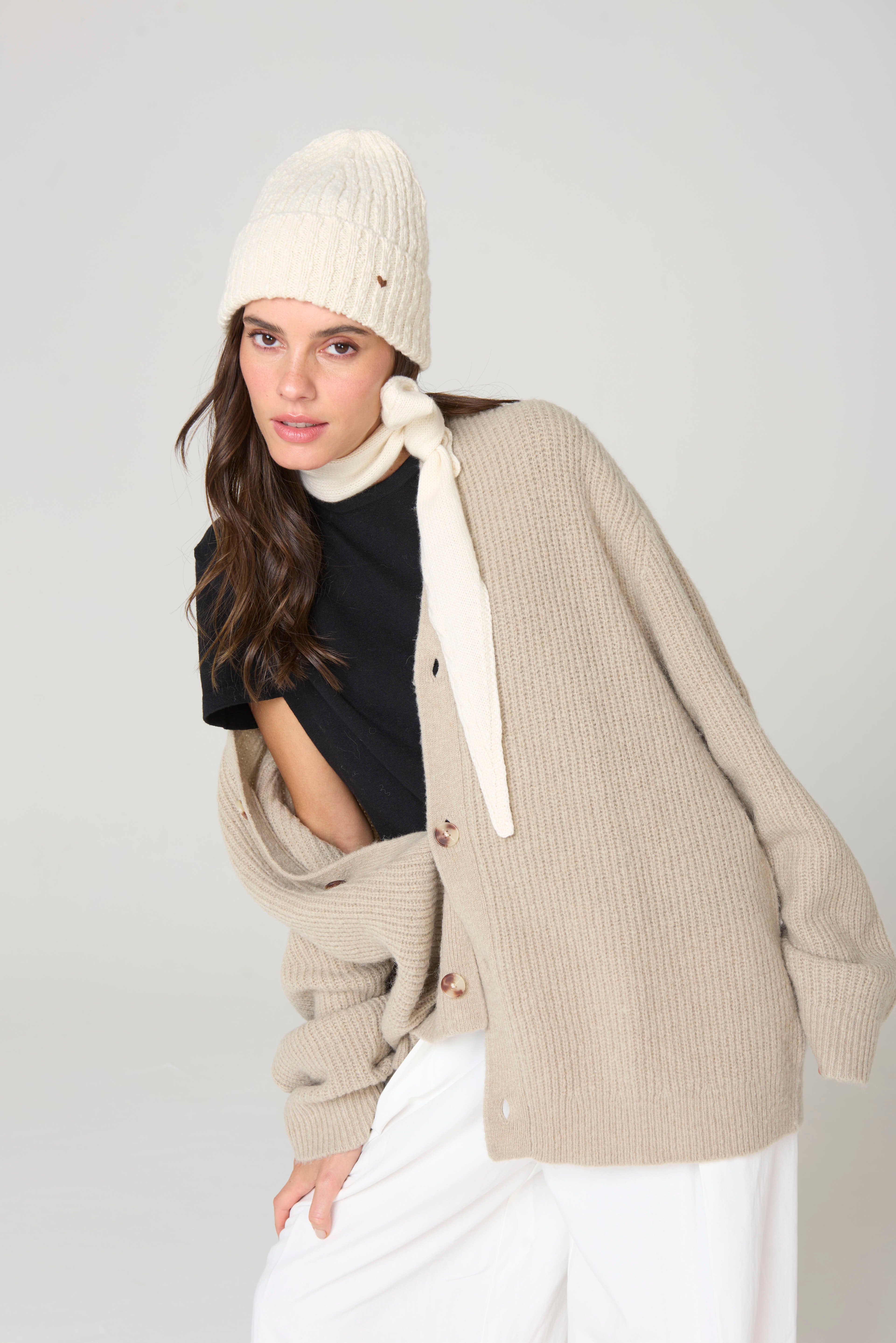 The Rib Beanie – Milk Boucle