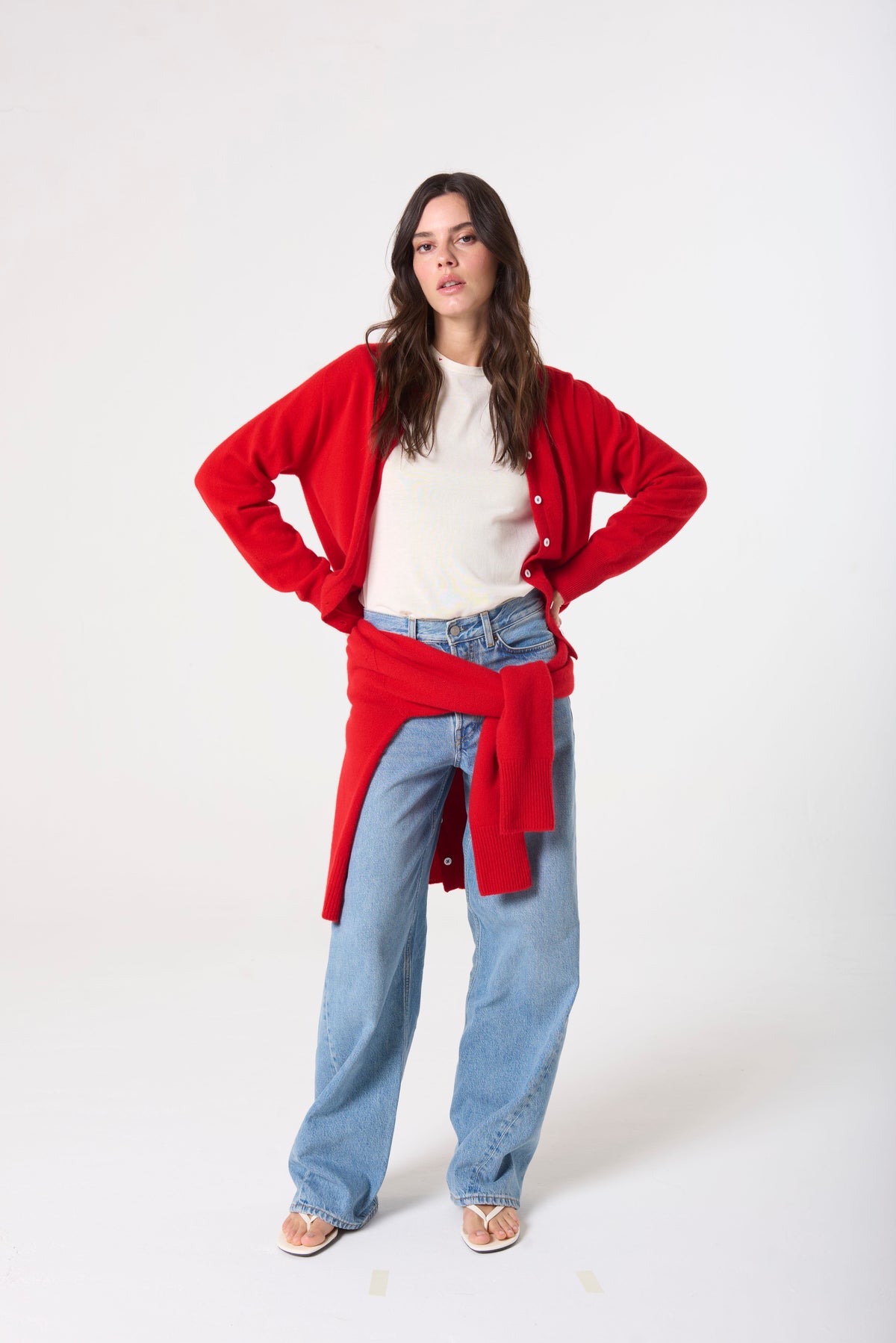 Halle Cardigan in Cashmere - Rouge