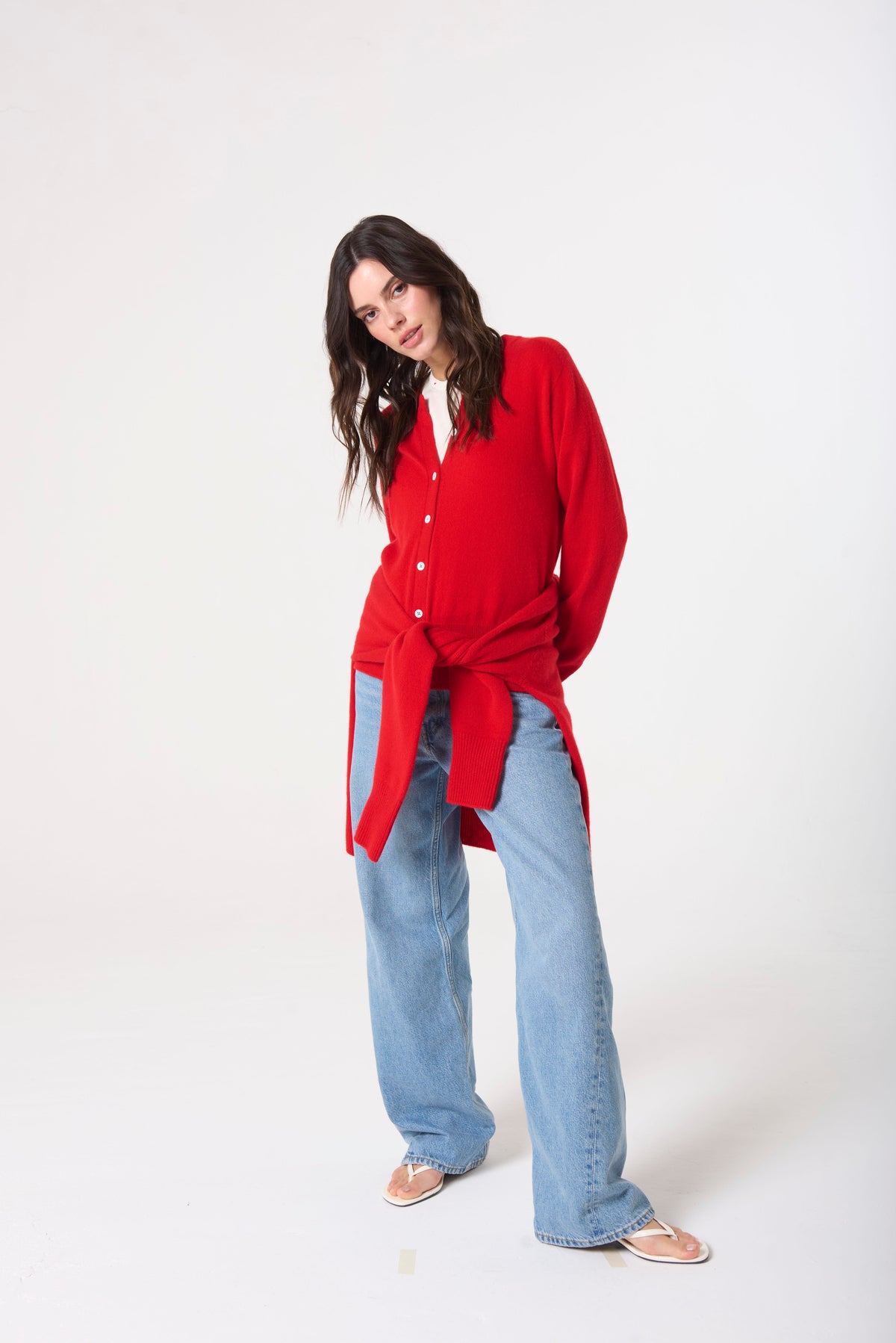 Halle Cardigan in Cashmere - Rouge