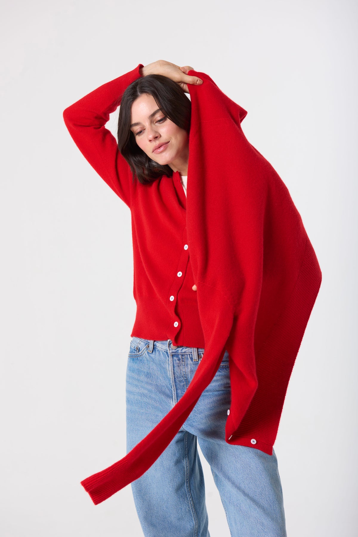 Halle Cardigan in Cashmere - Rouge