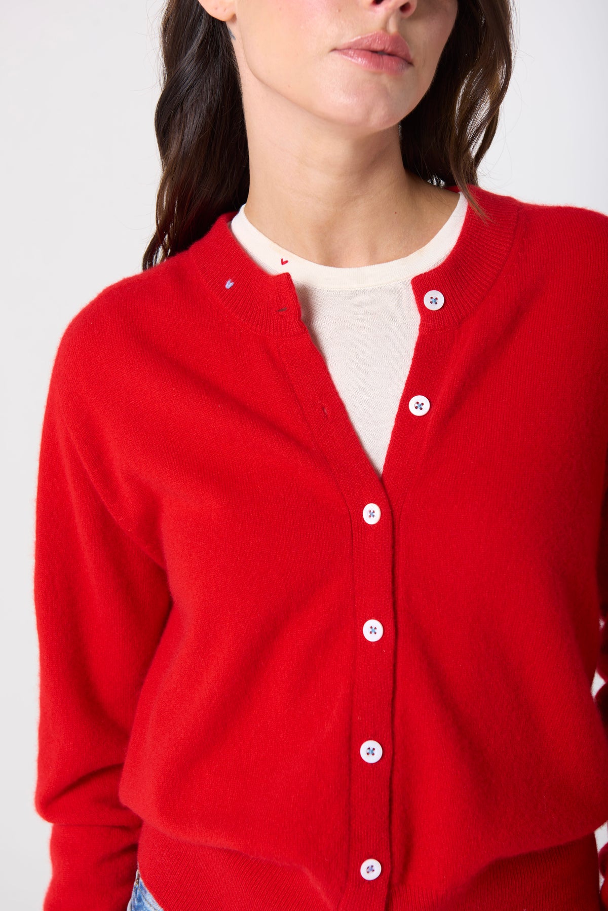 Halle Cardigan in Cashmere - Rouge