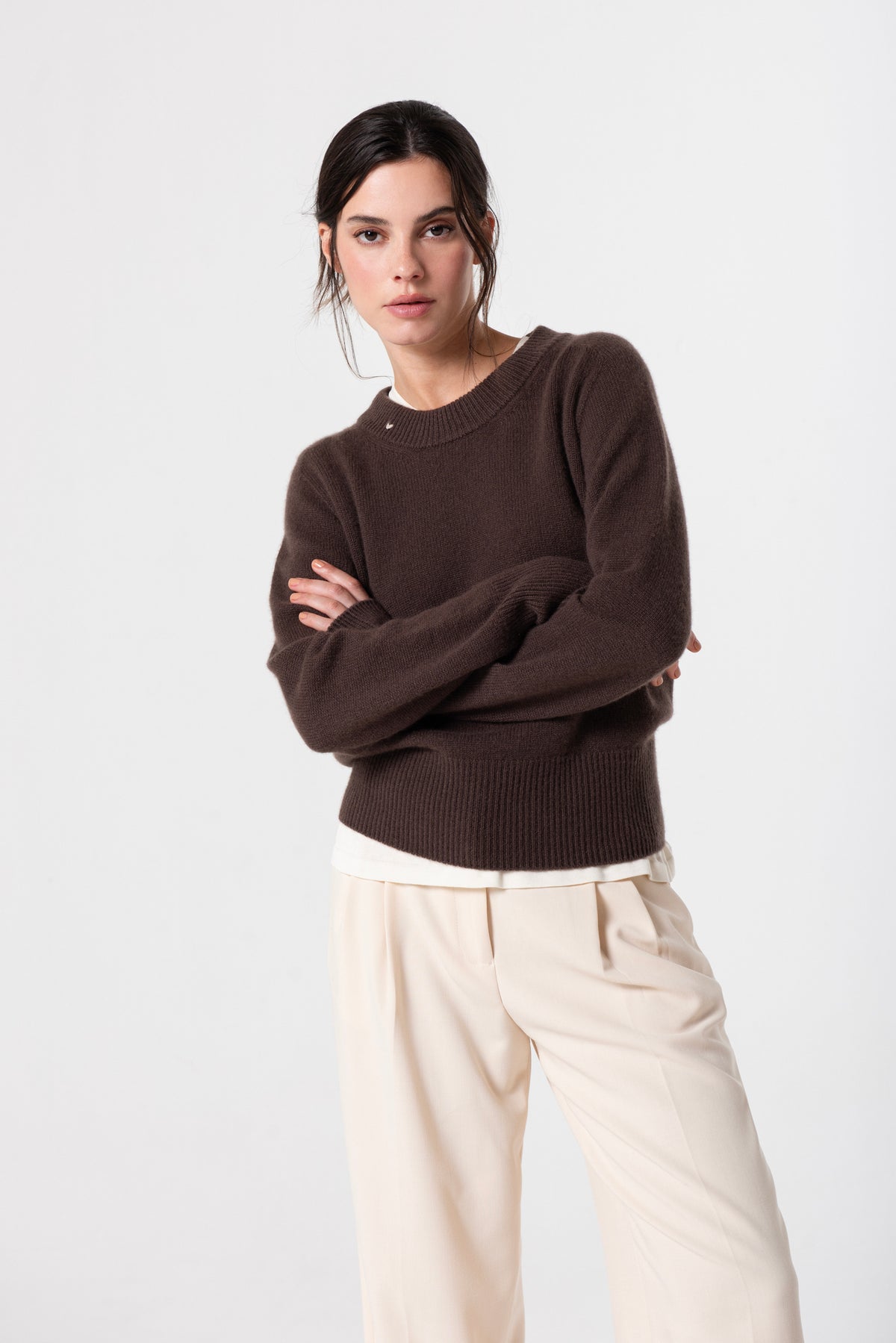 Chloe Crew in Cashmere - Espresso