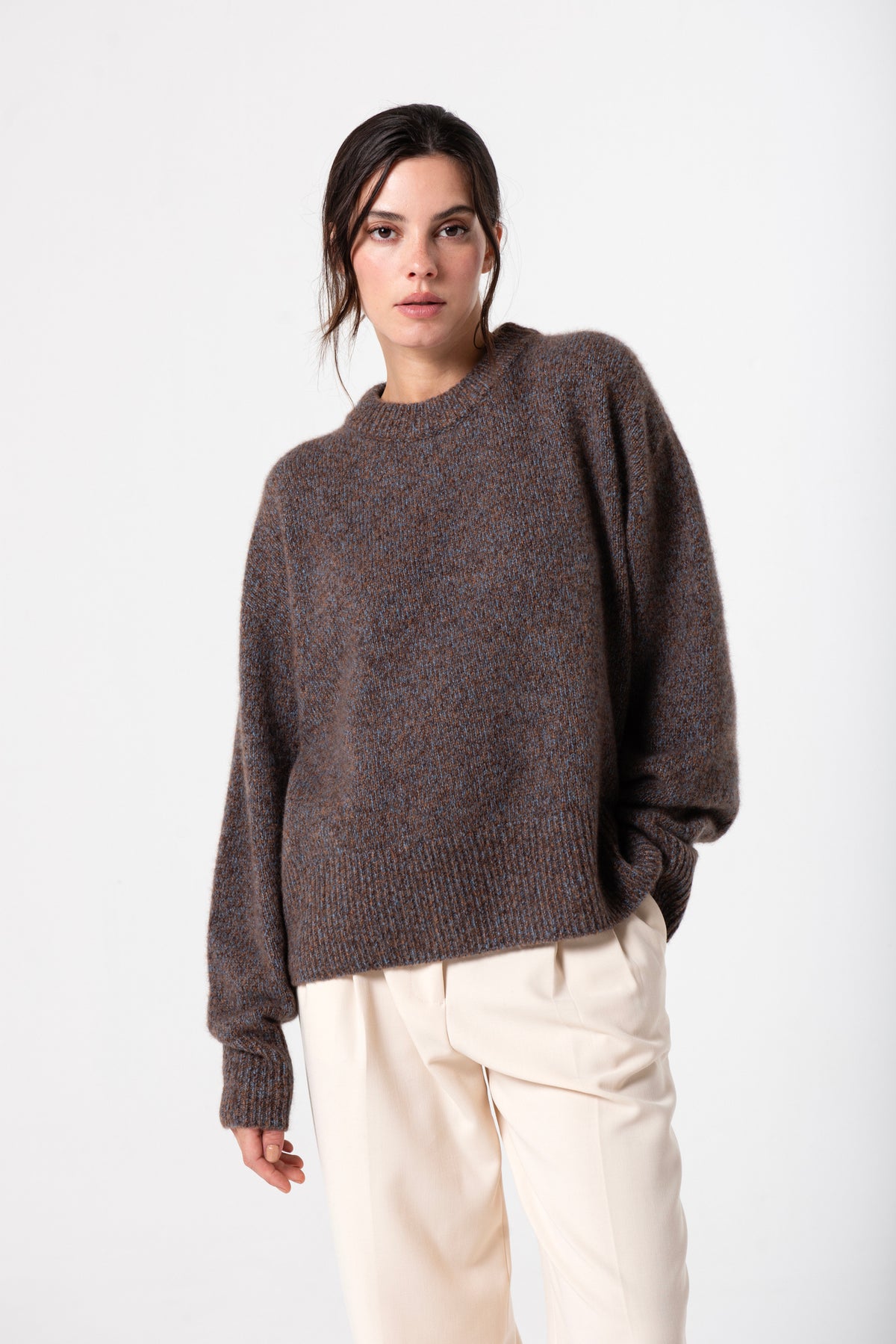 Emma Crew in Silk-Cashmere - Sable Ink