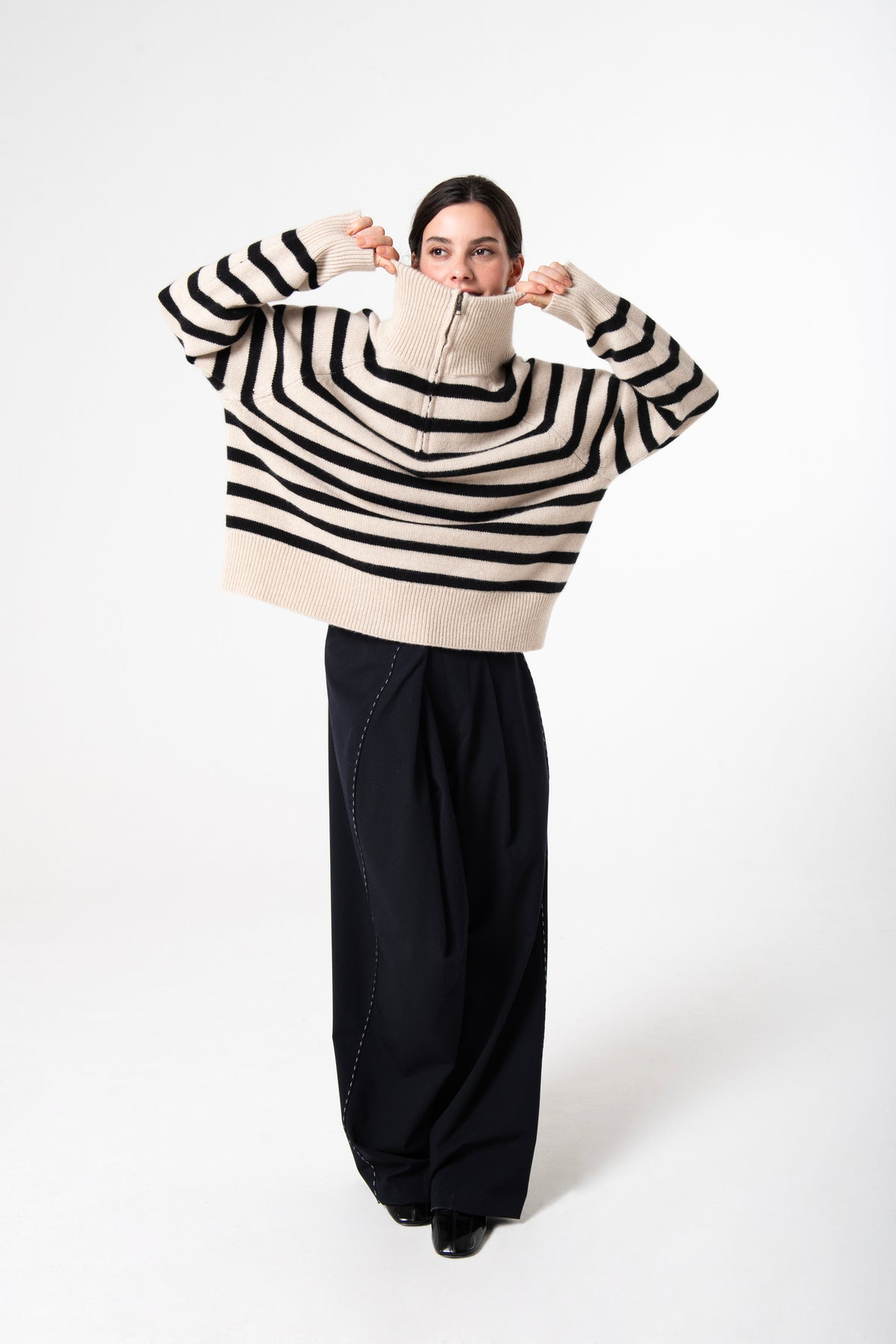 Célie Half-Zip in Cashmere - Dune