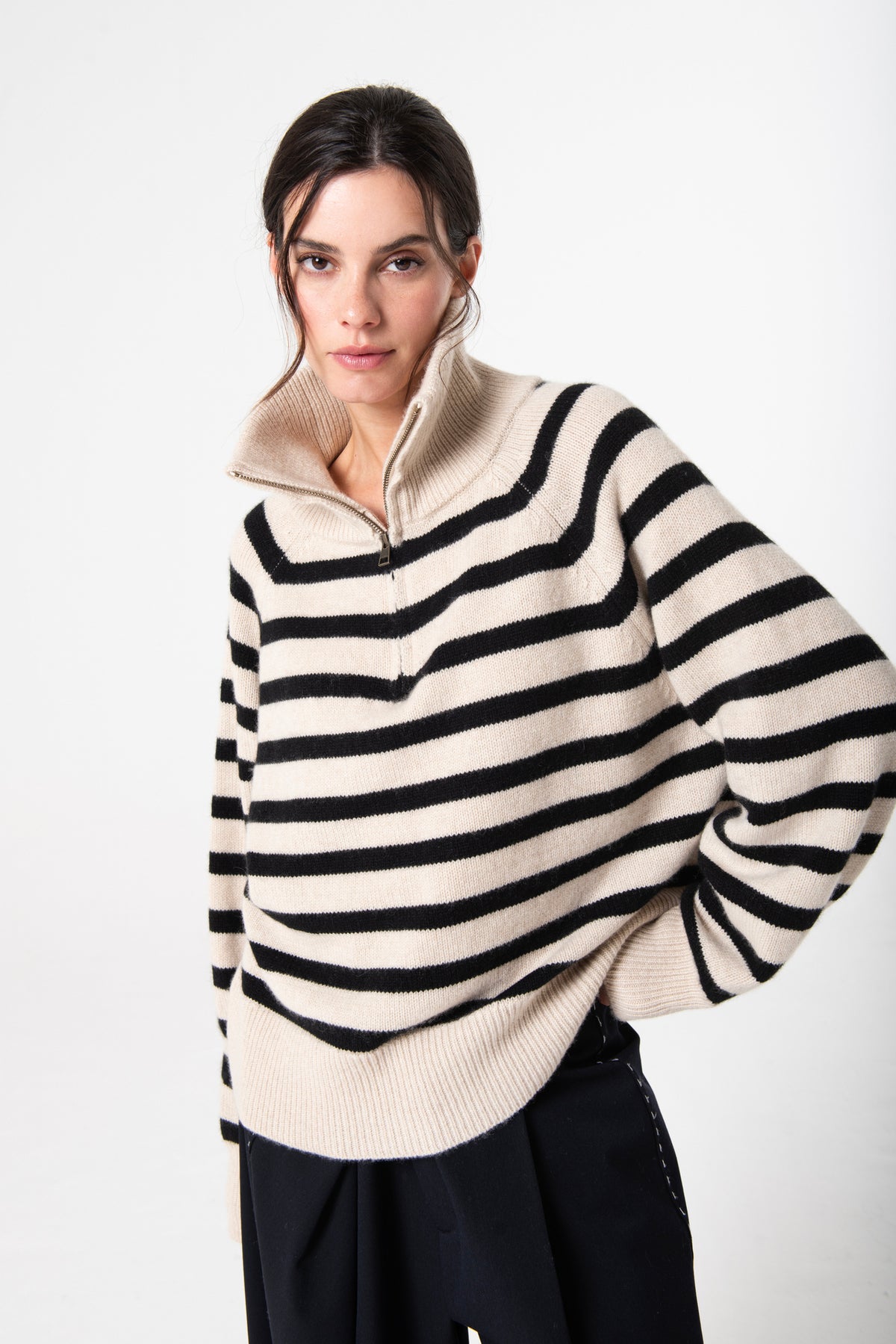 Célie Half-Zip in Cashmere - Dune