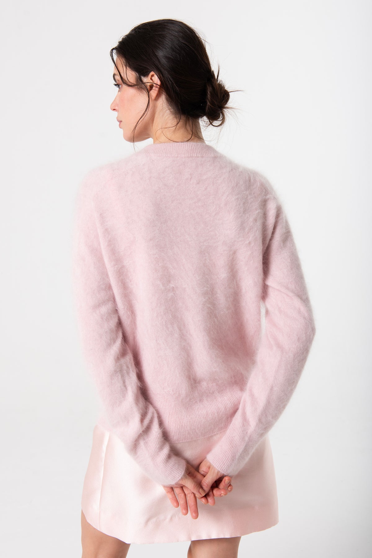Halle Cardigan in Brushed Cashmere - Petal Cloud