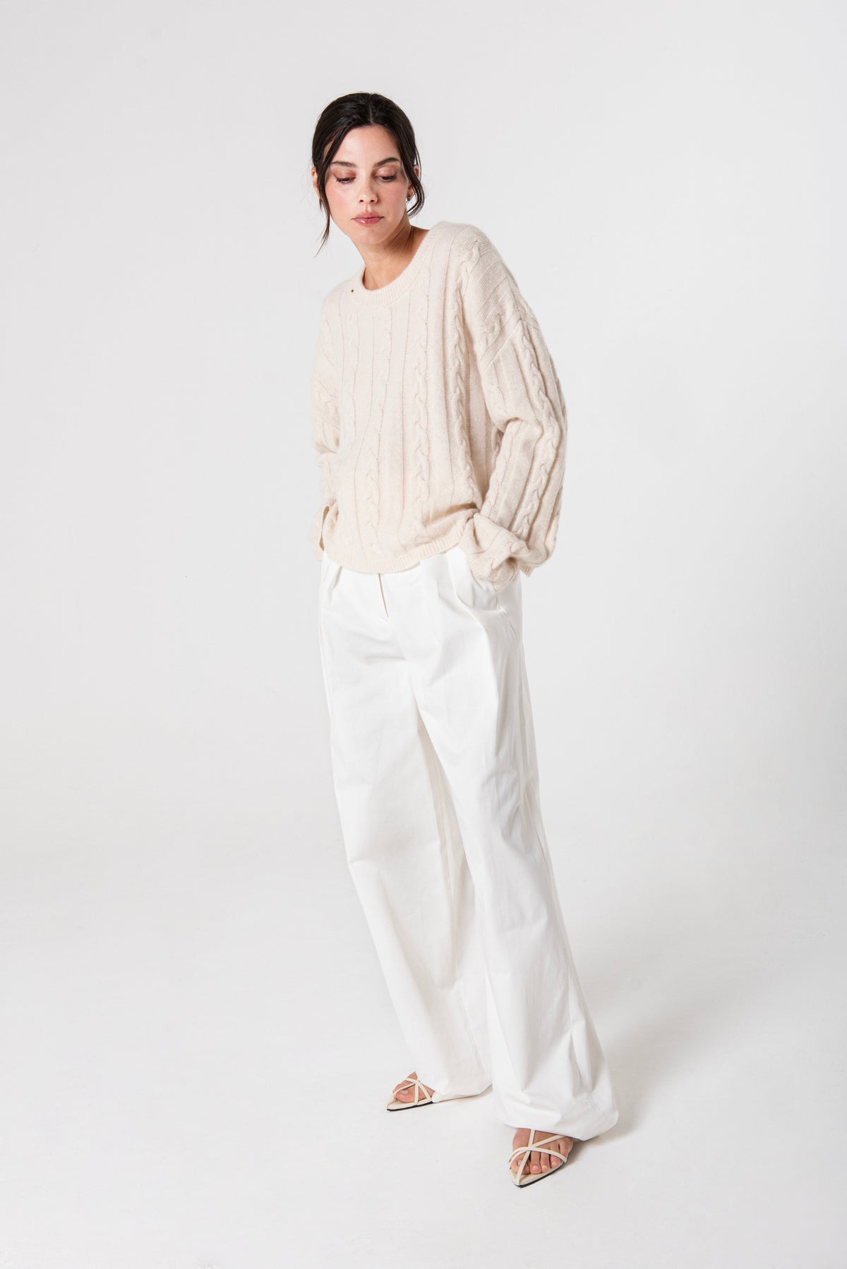 Marsha Cable in Cashmere - Oatmeal