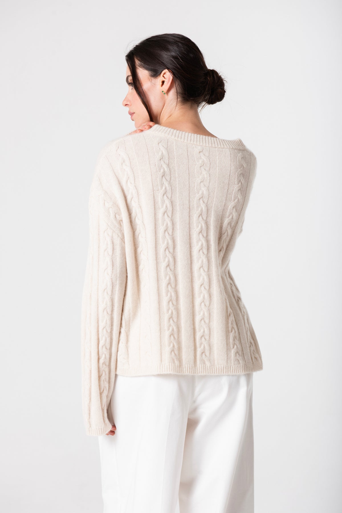 Marsha Cable in Cashmere - Oatmeal