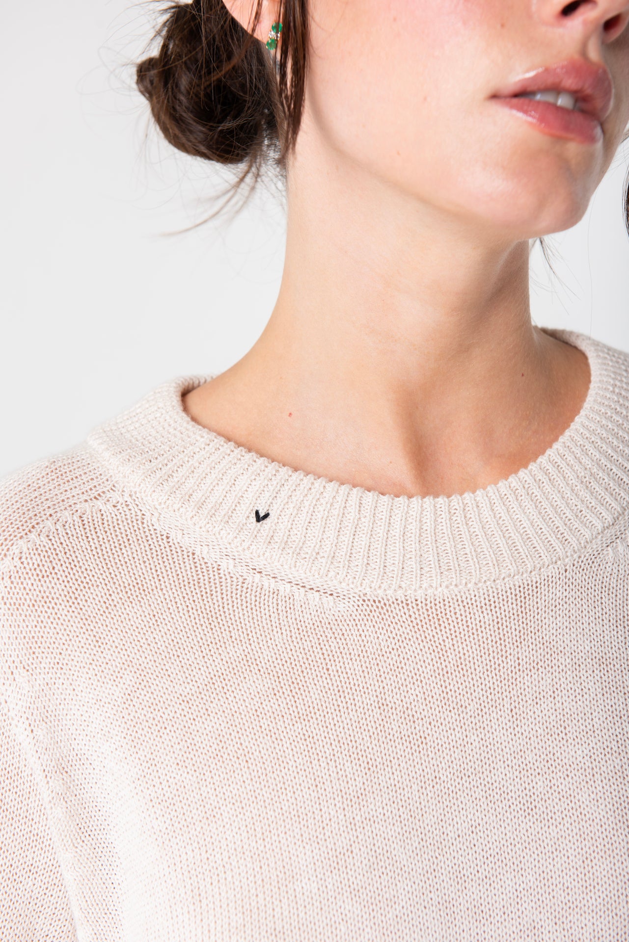 Chloe Crew in Linen - Cream