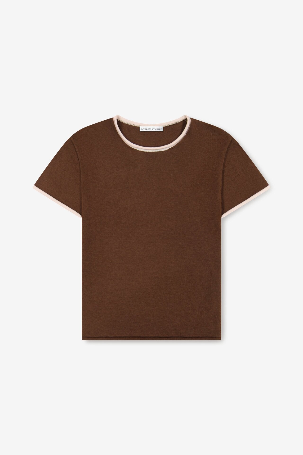 Silk Roll-Edge Tee - Chocolate