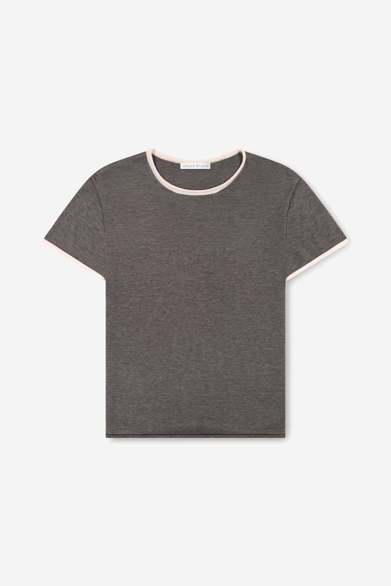 Silk Roll-Edge Tee - Grey