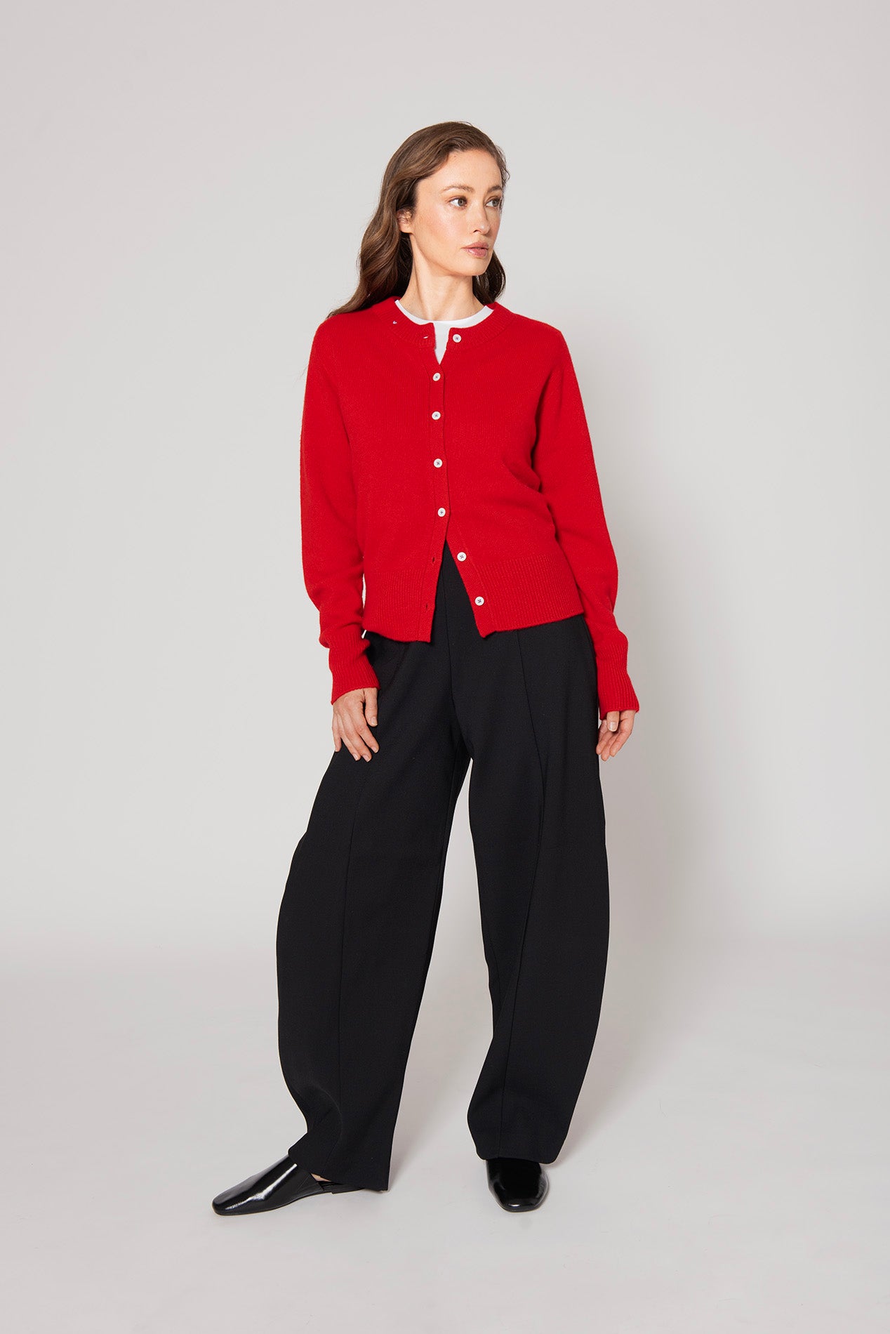 The Button Cardigan - Rouge