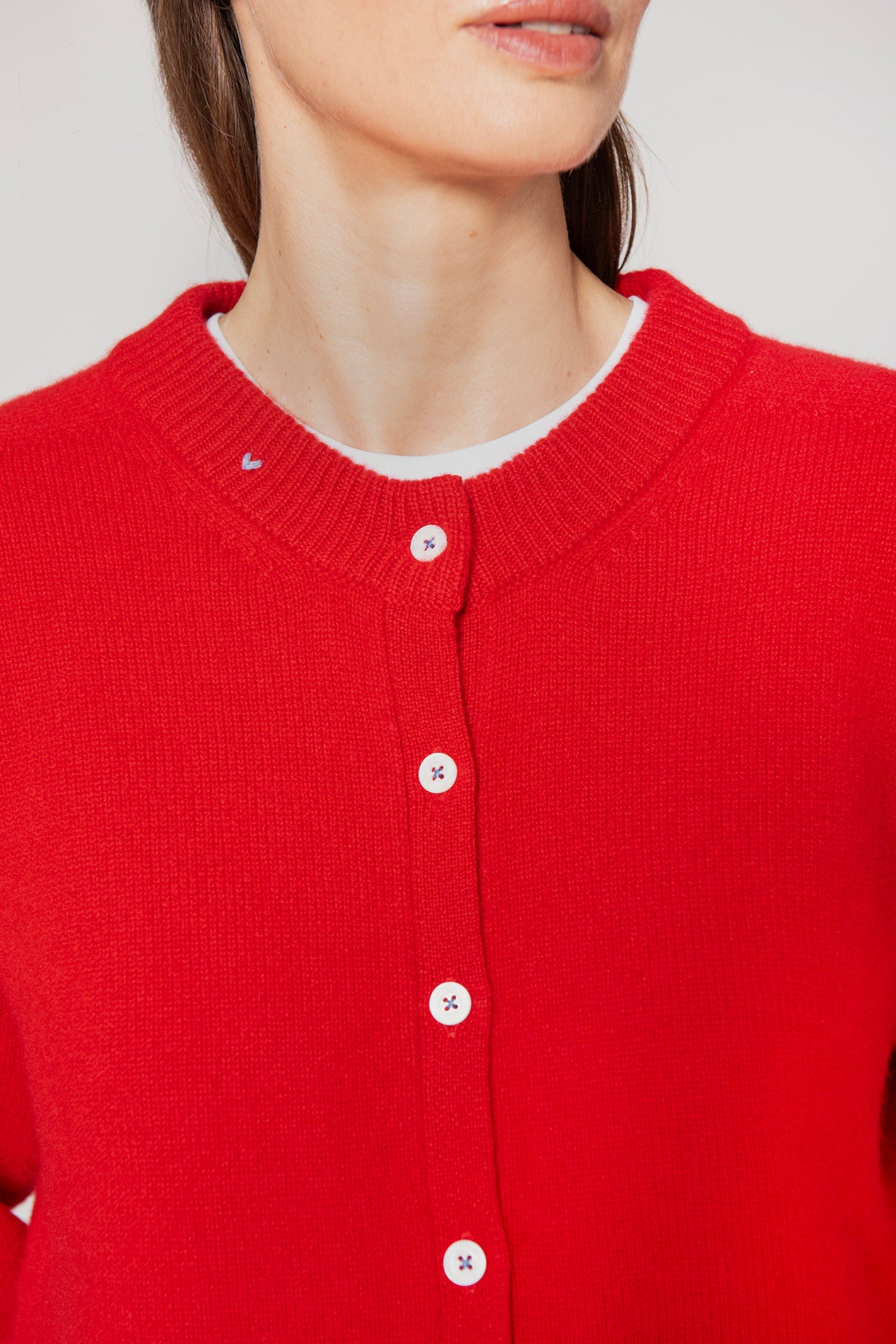 The Button Cardigan - Rouge
