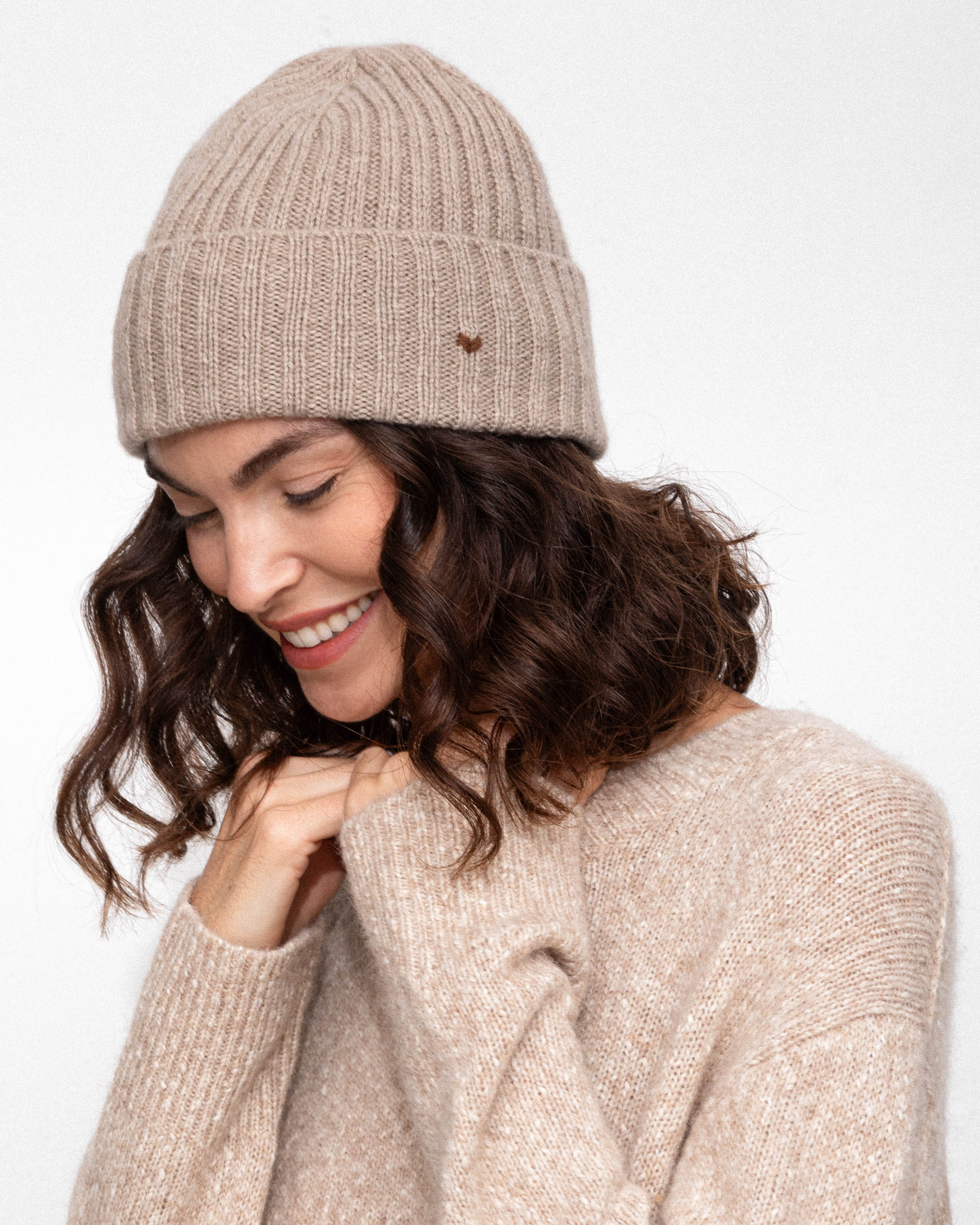Taupe Ribbed Beanie