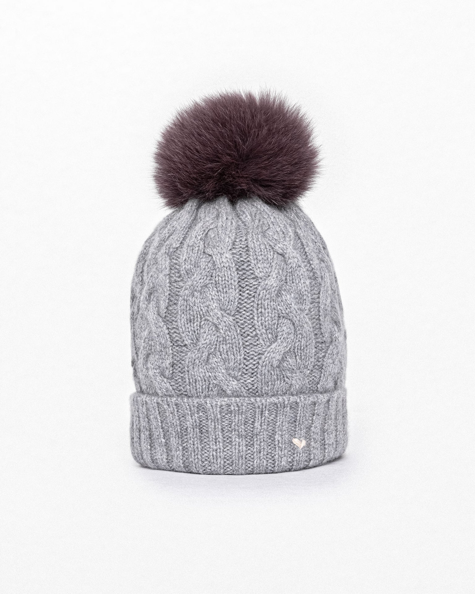 The Braid Beanie - Grey Melange / Purple