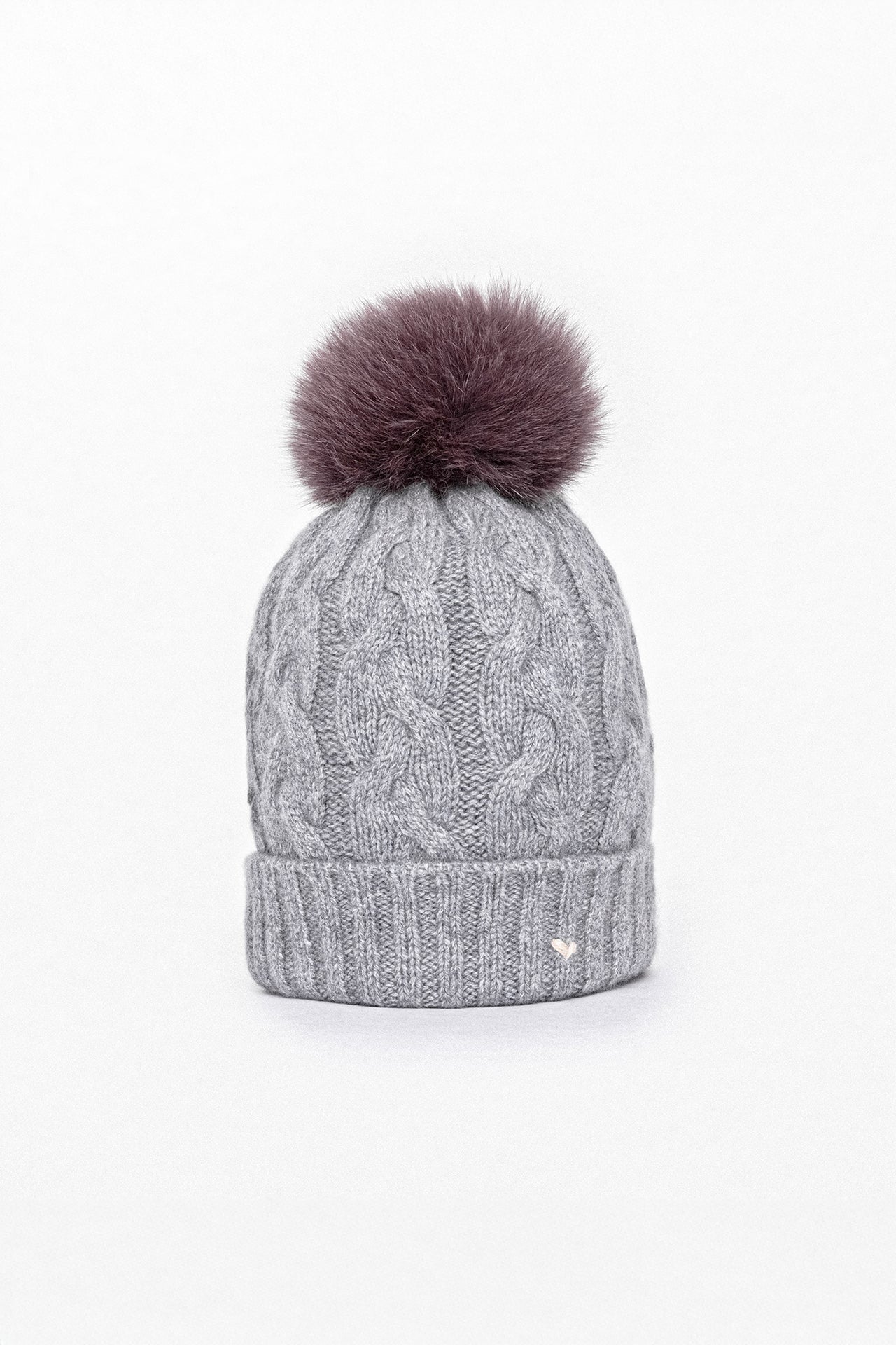 The Braid Beanie - Grey Melange / Purple