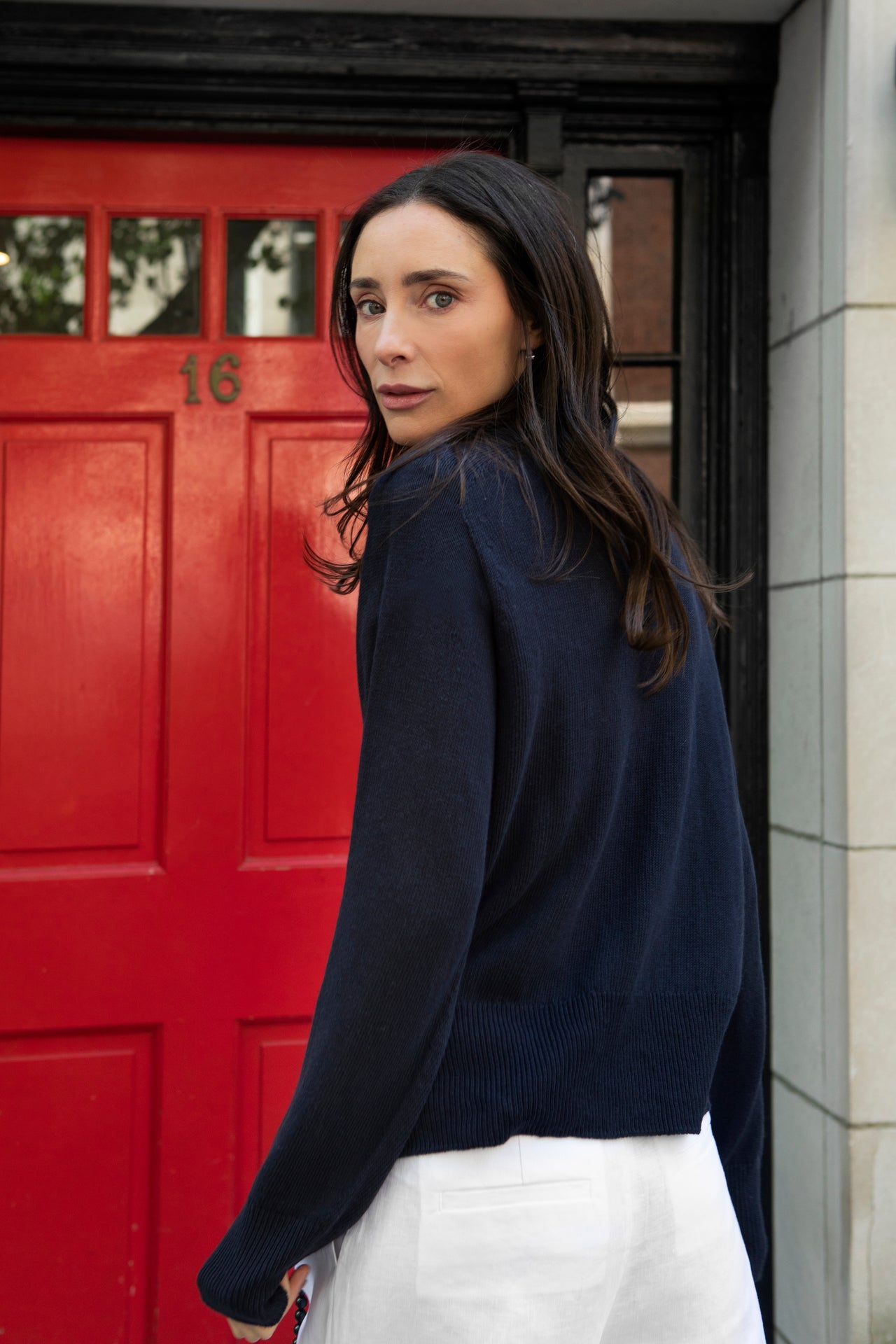 Chloe Crew in Linen - Navy