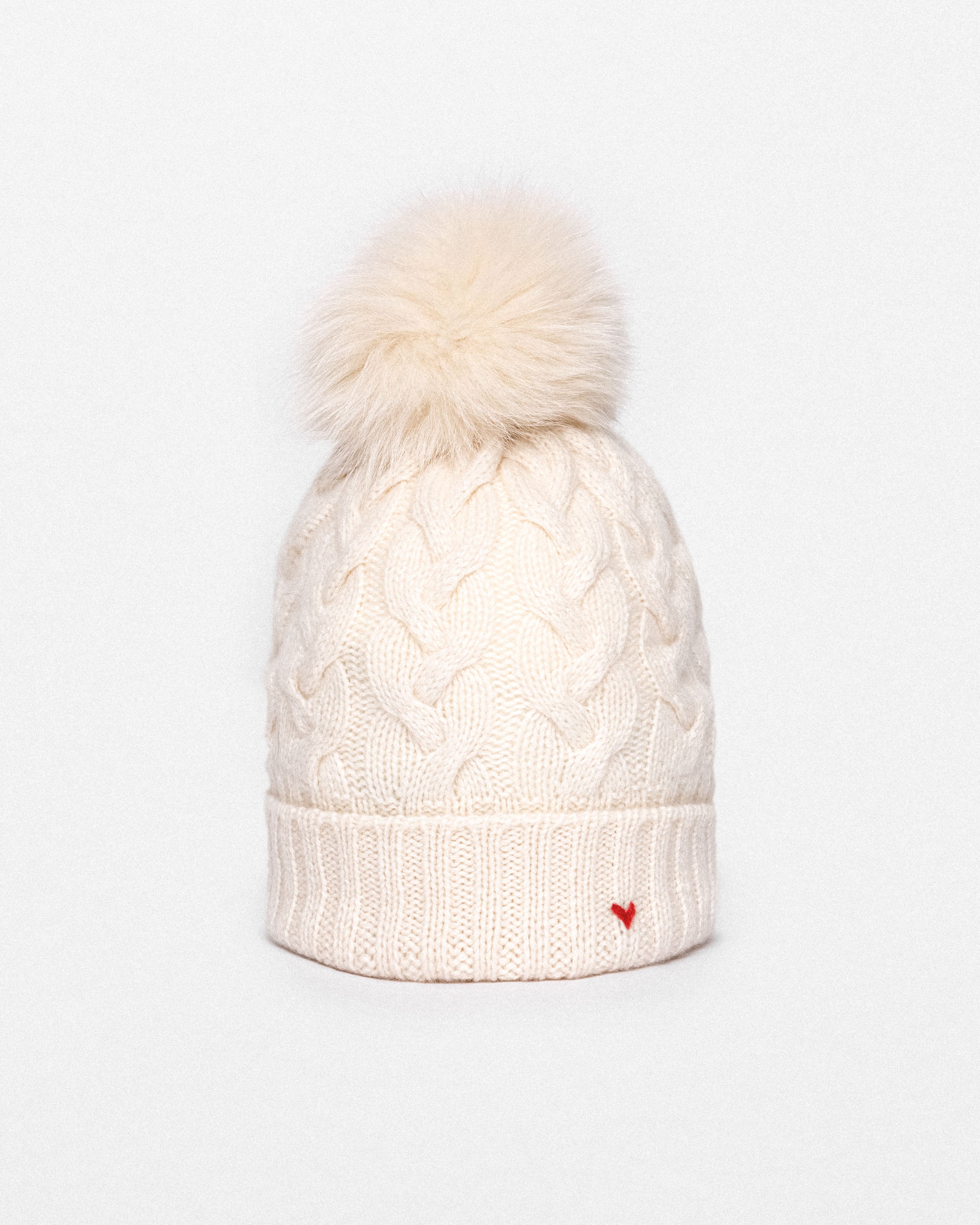 The Braid Beanie – Milk & A Touch of Red