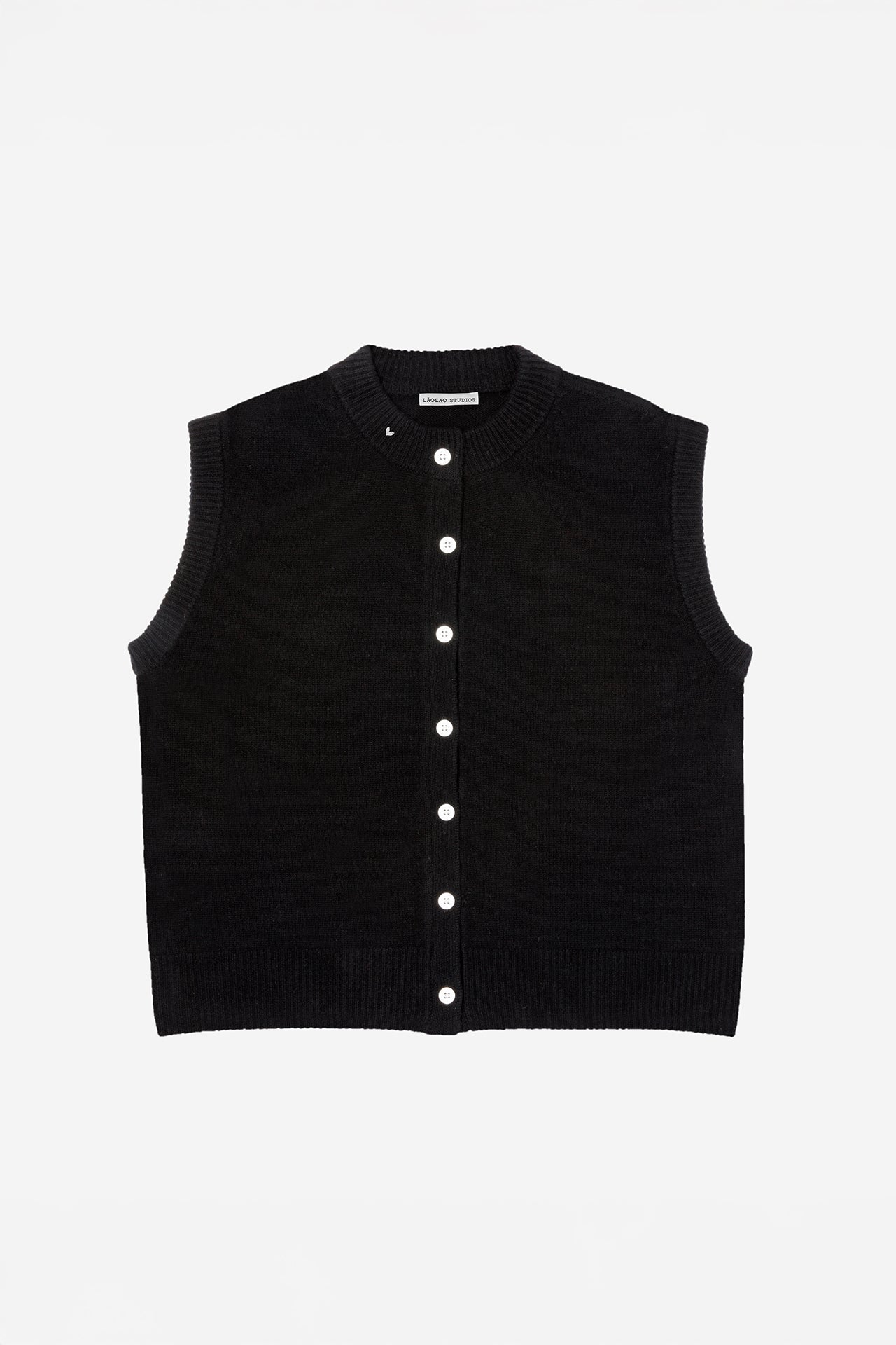 The Button Vest- Black