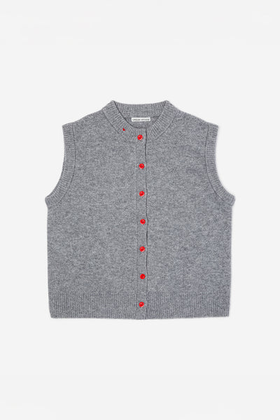 YONFA / ヨンファ | 2024SS | shoulder pad vest ショルダーパッド ニット ベスト | F | グレー | レディース Knit vest with padded shoulders - Women's fashion | Stradivarius