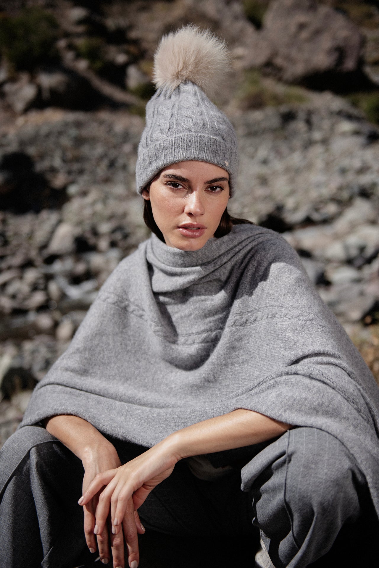 The Cable Beanie – Grey Melange