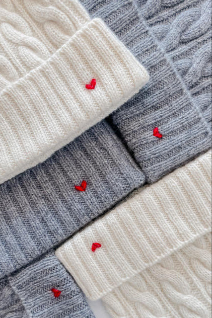 The Rib Beanie – Grey Melange & A Touch of Red